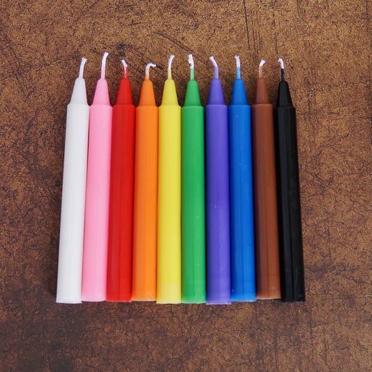 10 PCS Colored Witch Spell Chime Candles – Unscented Taper Candles for Spiritual Magic & Shabbat