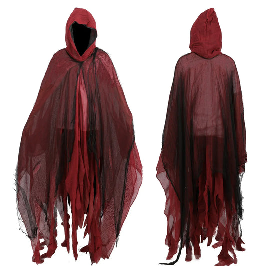 Halloween Medieval Zombie Skull Cloak for Men – Vintage Horror Hooded Cape Renaissance Cosplay Costume