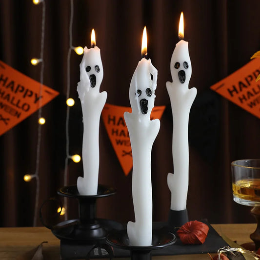 Halloween Haunted Ghost Long Stem Candle – Scented Spooky Party & Home Decor