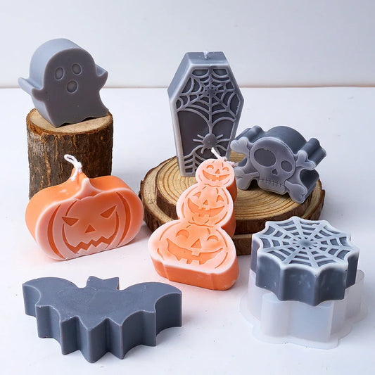 Halloween Pumpkin & Ghost Silicone Candle Mold – DIY Soap, Resin, Plaster Craft Mould