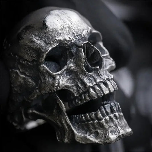 Gothic Punk Exaggerated Demon Skull Ring – Cool Men’s 316L Stainless Steel Biker Jewelry Gift