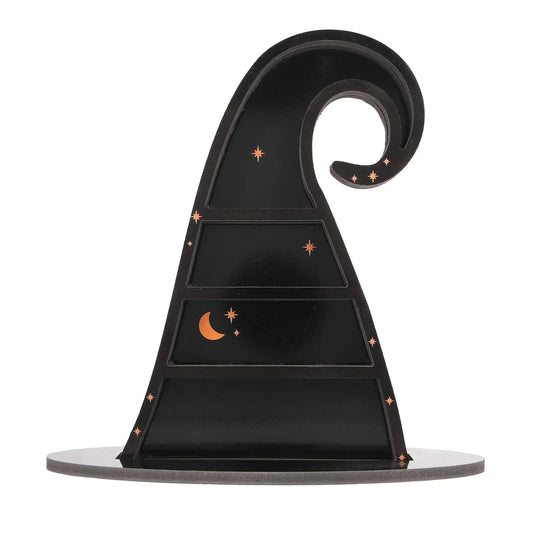 Gothic Witch Hat Crystal Display Shelf – PVC Stone Display for Bedroom or Office