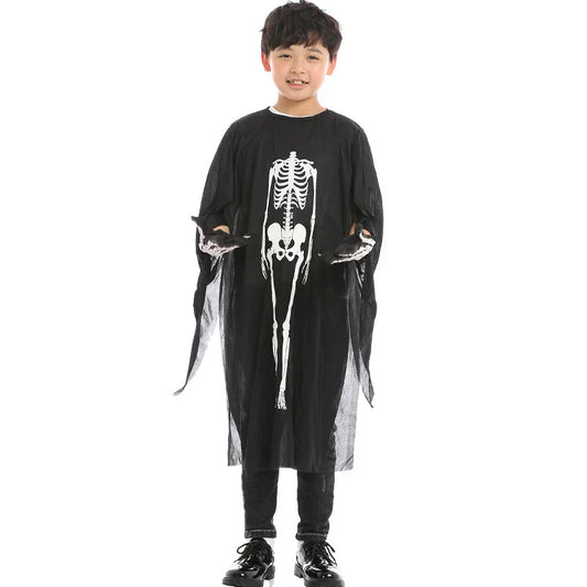 Halloween Scary Skeleton Ghost Cosplay Costume – Masks, Gloves & Full Suit for Adults & Kids