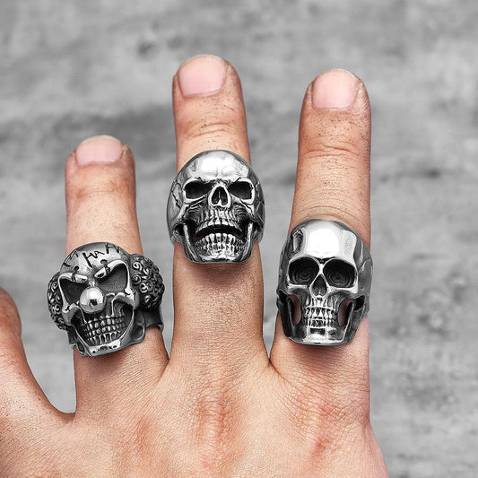 Gothic Punk Skull Stainless Steel Men’s Ring – Retro Trendy Dominant Biker Jewelry Gift for Him