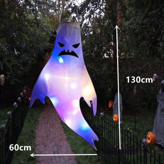 Large LED Halloween Hanging Ghost – Glowing Outdoor Light & Spooky Party Prop